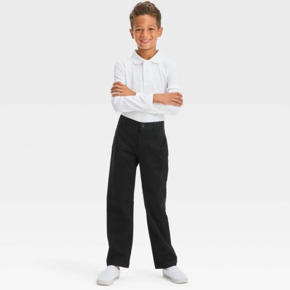 Boys' Straight Fit Uniform Pants - Cat & Jack Black 8